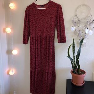 Zara Floral Red & Black Maxi Dress